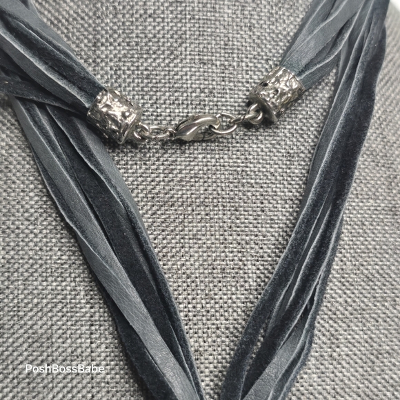 Black Suede Cord Tassel Necklace with Mixed Beads – 30" - Picture 5 of 13